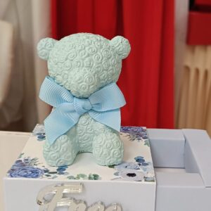 Bomboniera Orso Celeste su Scatola Personalizzata - cm10x8